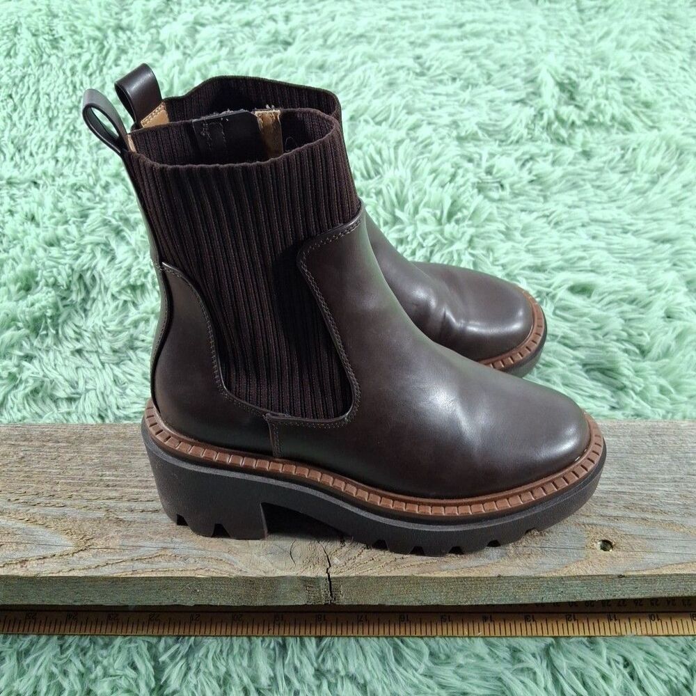 Universal Thread Brown Leather Chelsea Lug Ankle Boots